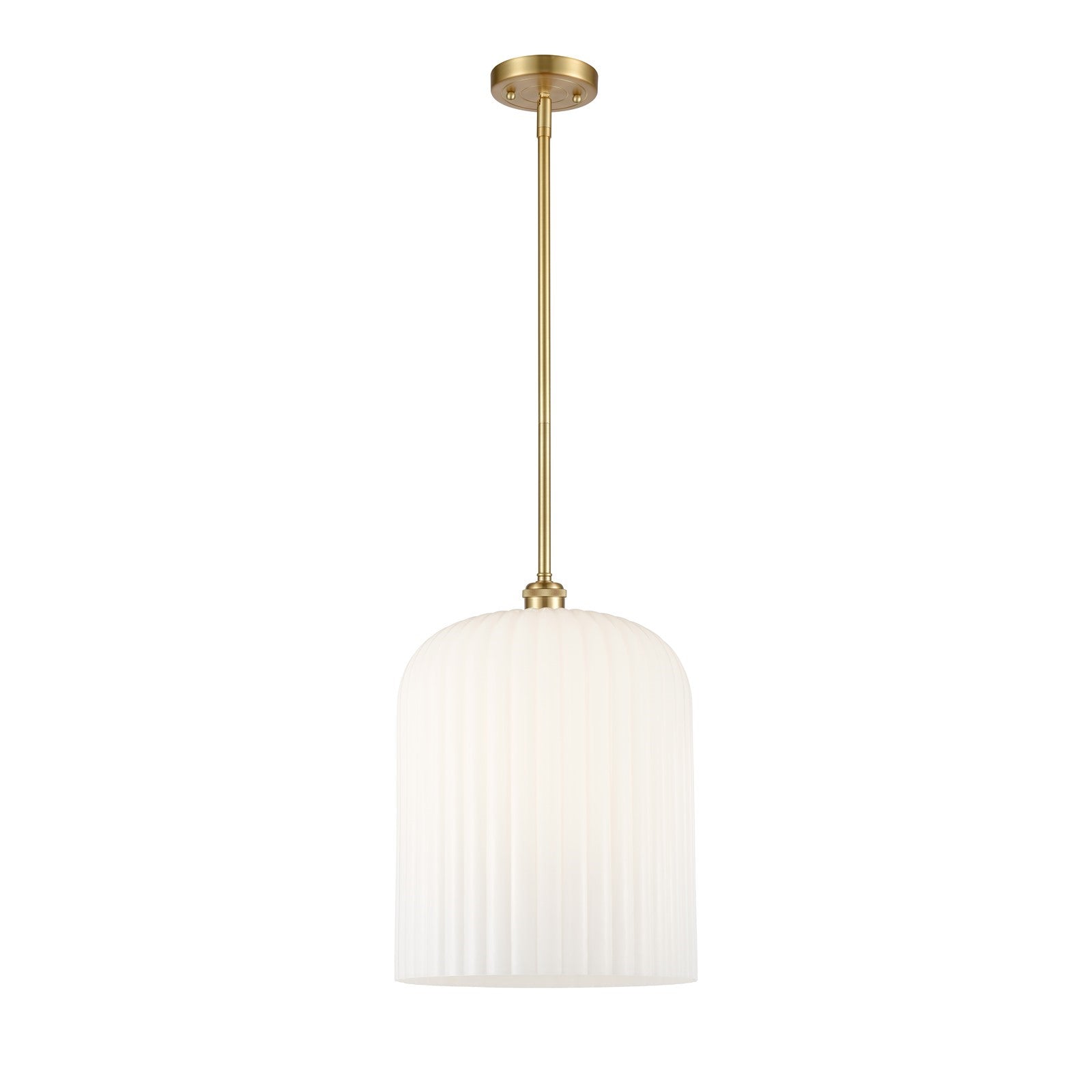 Innovations Bridal Veil 5in 1-Light Mini Pendant | Art Nouveau Satin Gold and Gloss White Glass | Kitchen Island | Model 516-1S-SG-G559-12GWH