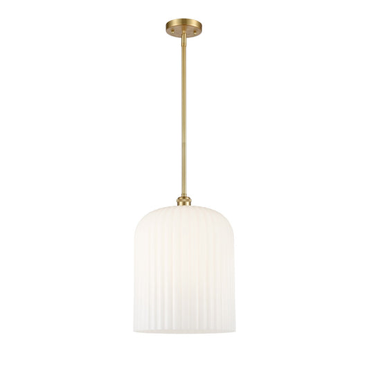 Innovations Bridal Veil 5in 1-Light Mini Pendant | Art Nouveau Satin Gold and Gloss White Glass | Kitchen Island | Model 516-1S-SG-G559-12GWH