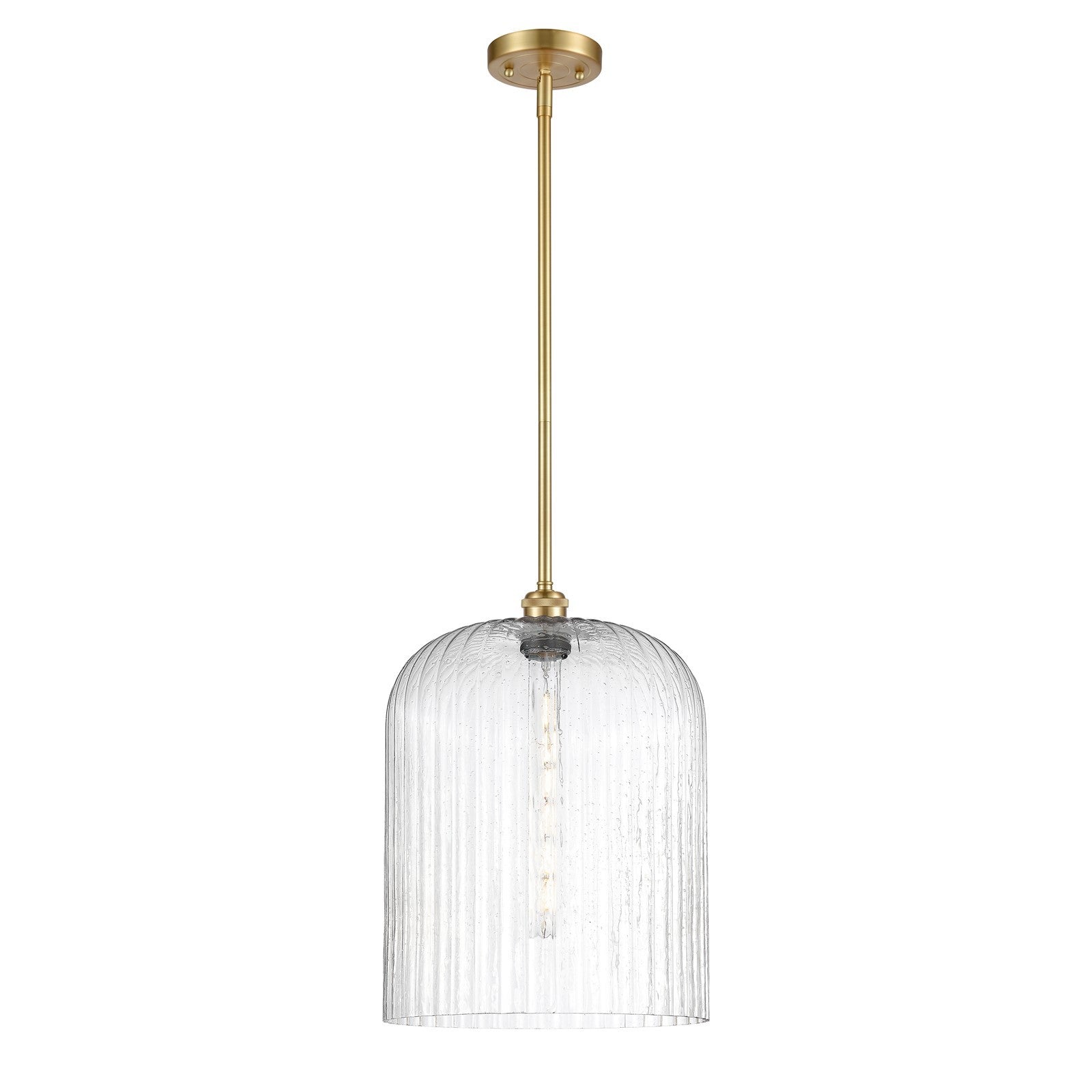 Innovations Bridal Veil 5in 1-Light Mini Pendant | Art Nouveau Satin Gold and Seedy Glass | Kitchen Island & Dining Room | Model 516-1S-SG-G559-12SDY