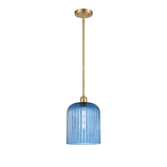 Innovations Bridal Veil 5in 1-Light Mini Pendant | Art Nouveau Satin Gold and Princess Blue Glass | Kitchen Island | Model 516-1S-SG-G559-8BL