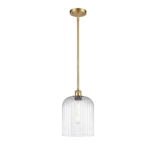 Innovations Bridal Veil 5in 1-Light Mini Pendant | Art Nouveau Satin Gold and Clear Glass | Kitchen Island & Dining Room | Model 516-1S-SG-G559-8CL
