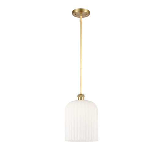 Innovations Bridal Veil 5in 1-Light Mini Pendant | Art Nouveau Satin Gold and Gloss White Glass | Kitchen Island & Dining | Model 516-1S-SG-G559-8GWH