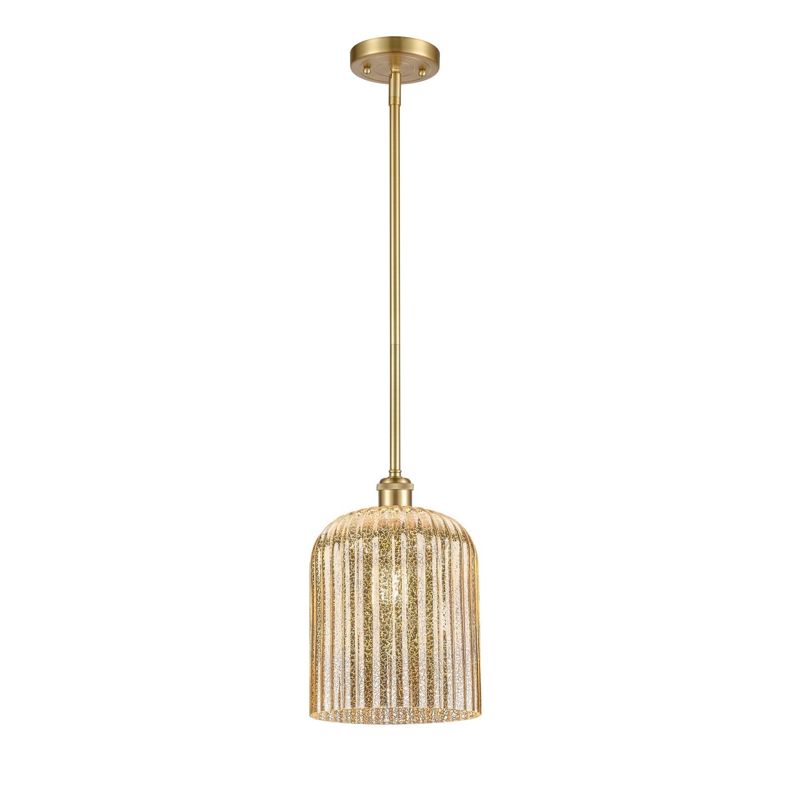 Innovations Bridal Veil 5in 1-Light Mini Pendant | Art Nouveau Satin Gold and Mercury Glass | Kitchen Island & Dining Room | Model 516-1S-SG-G559-8ME