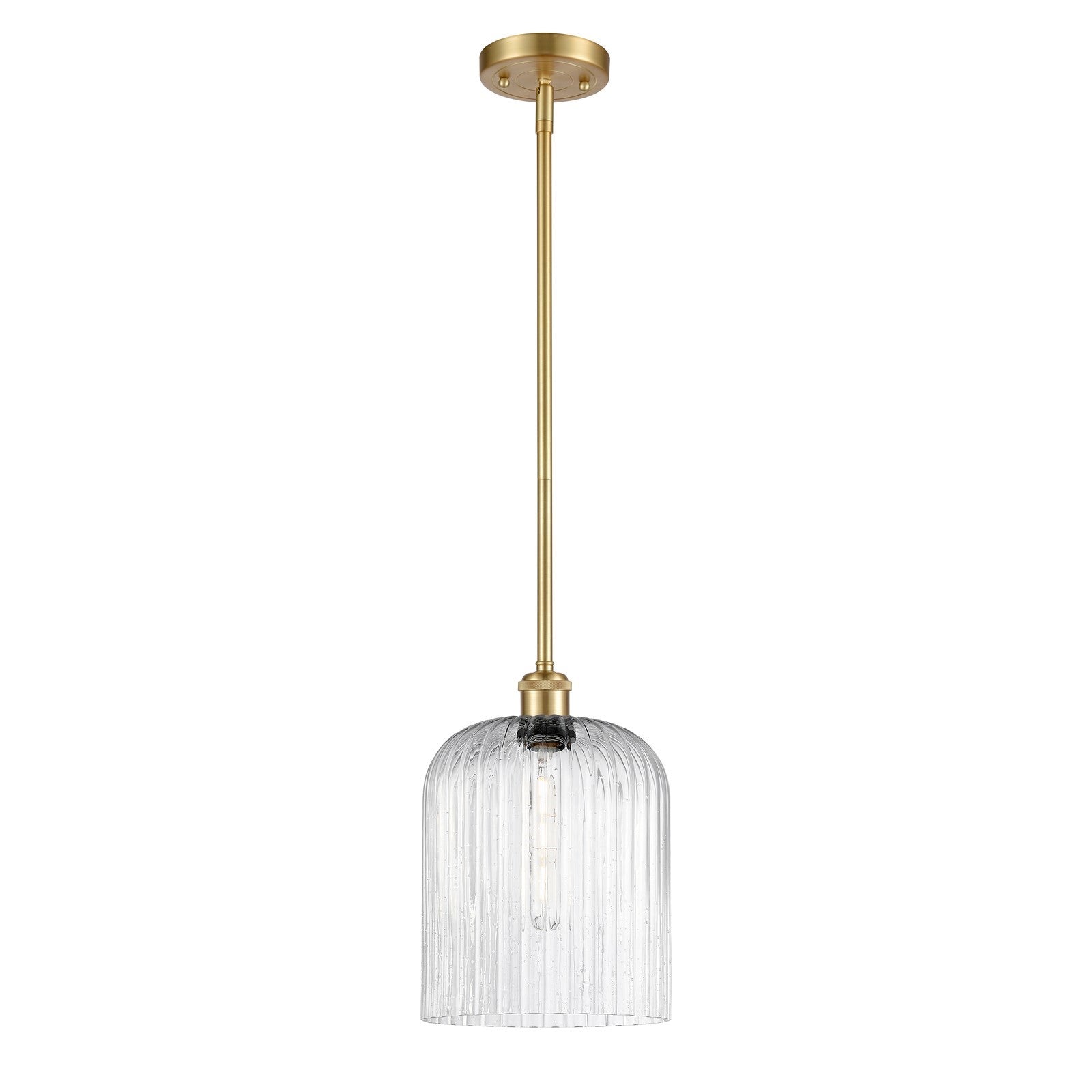 Innovations Bridal Veil 5in 1-Light Mini Pendant | Art Nouveau Satin Gold and Seedy Glass | Kitchen Island & Dining Room | Model 516-1S-SG-G559-8SDY