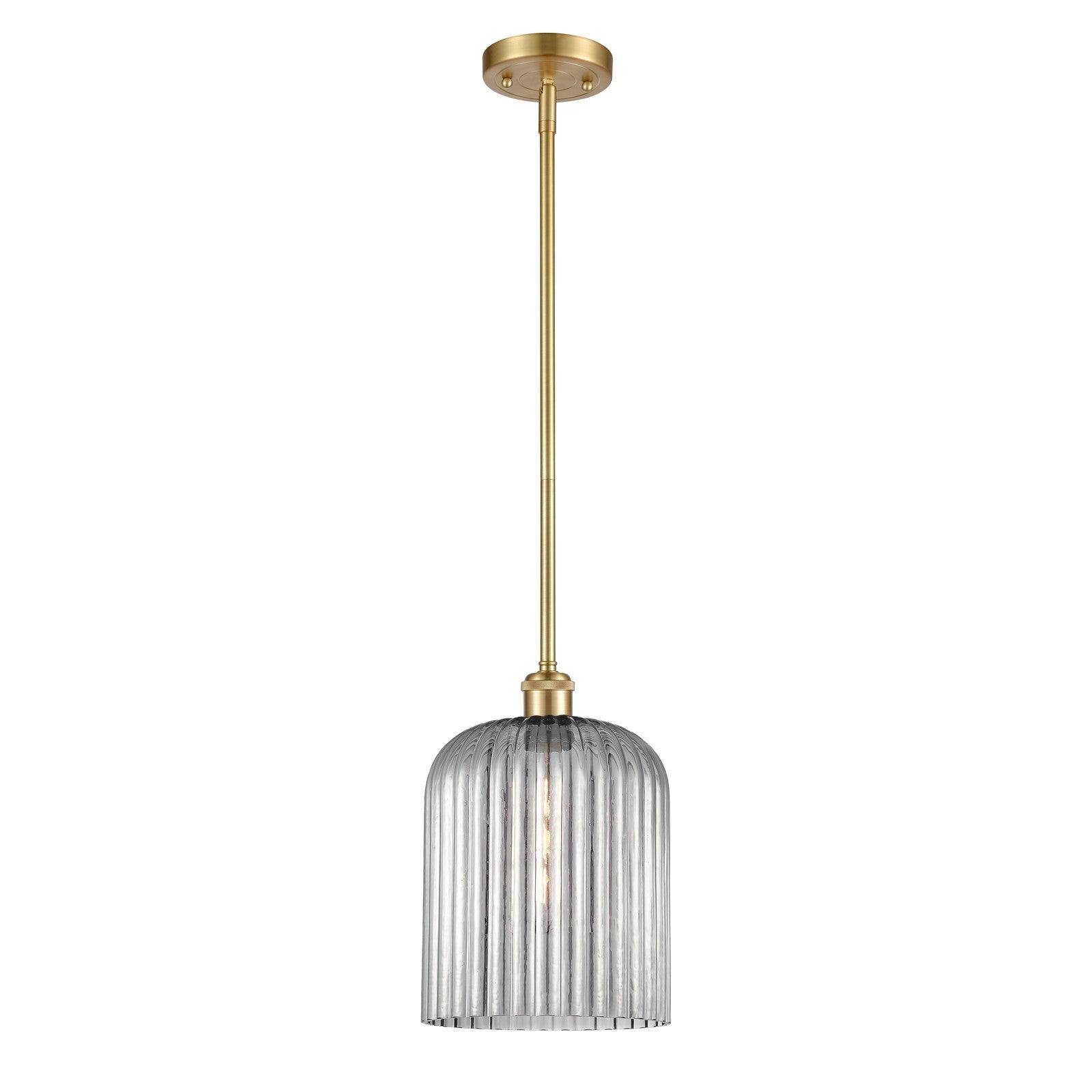 Innovations Bridal Veil 5in 1-Light Mini Pendant | Art Nouveau Satin Gold and Light Smoke Glass | Kitchen Island & Dining | Model 516-1S-SG-G559-8SM