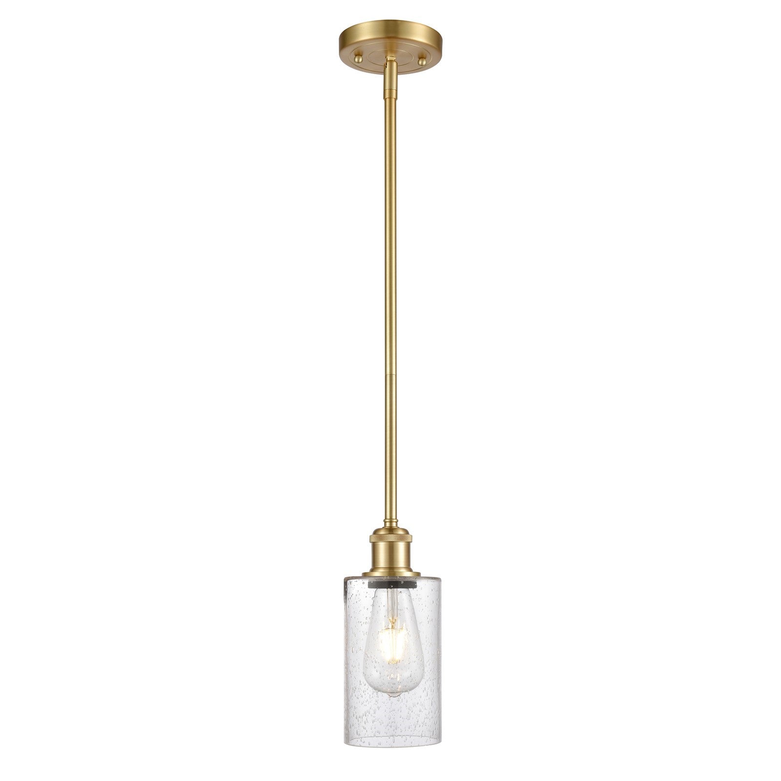 Innovations Clymer 4in 1-Light Mini Pendant | Art Nouveau Satin Gold and Seedy Glass | Kitchen Island & Dining Room | Model 516-1S-SG-G804