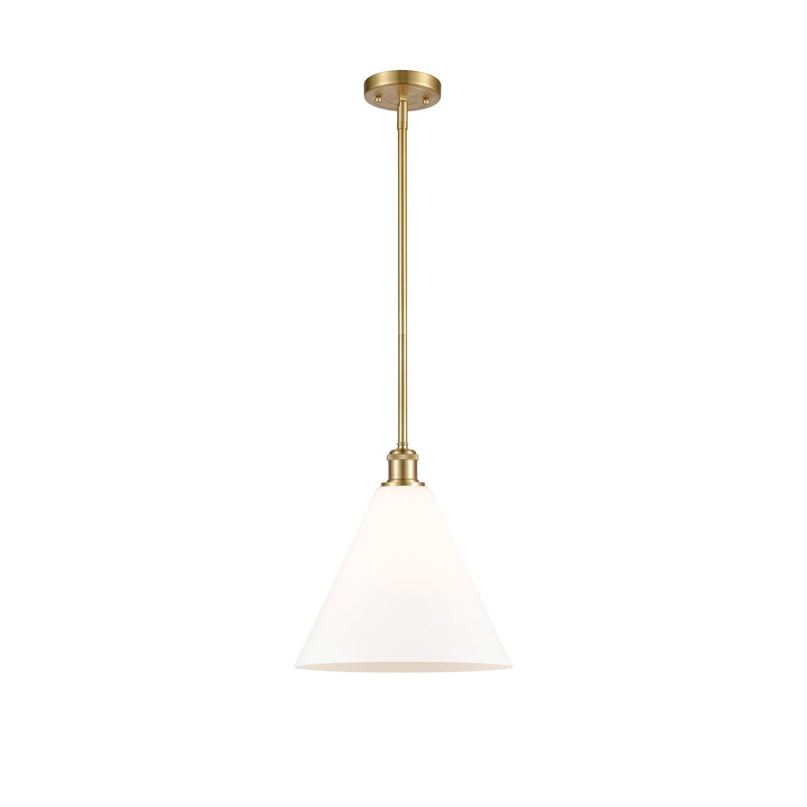 Innovations LED Berkshire Glass 12in 1-Light Mini Pendant | Industrial Satin Gold and Matte White Glass | Kitchen | Model 516-1S-SG-GBC-121-LED