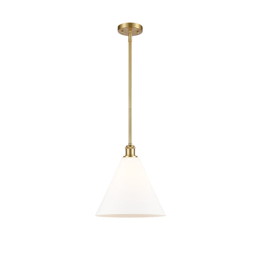 Innovations LED Berkshire Glass 12in 1-Light Mini Pendant | Industrial Satin Gold and Matte White Glass | Kitchen | Model 516-1S-SG-GBC-121-LED