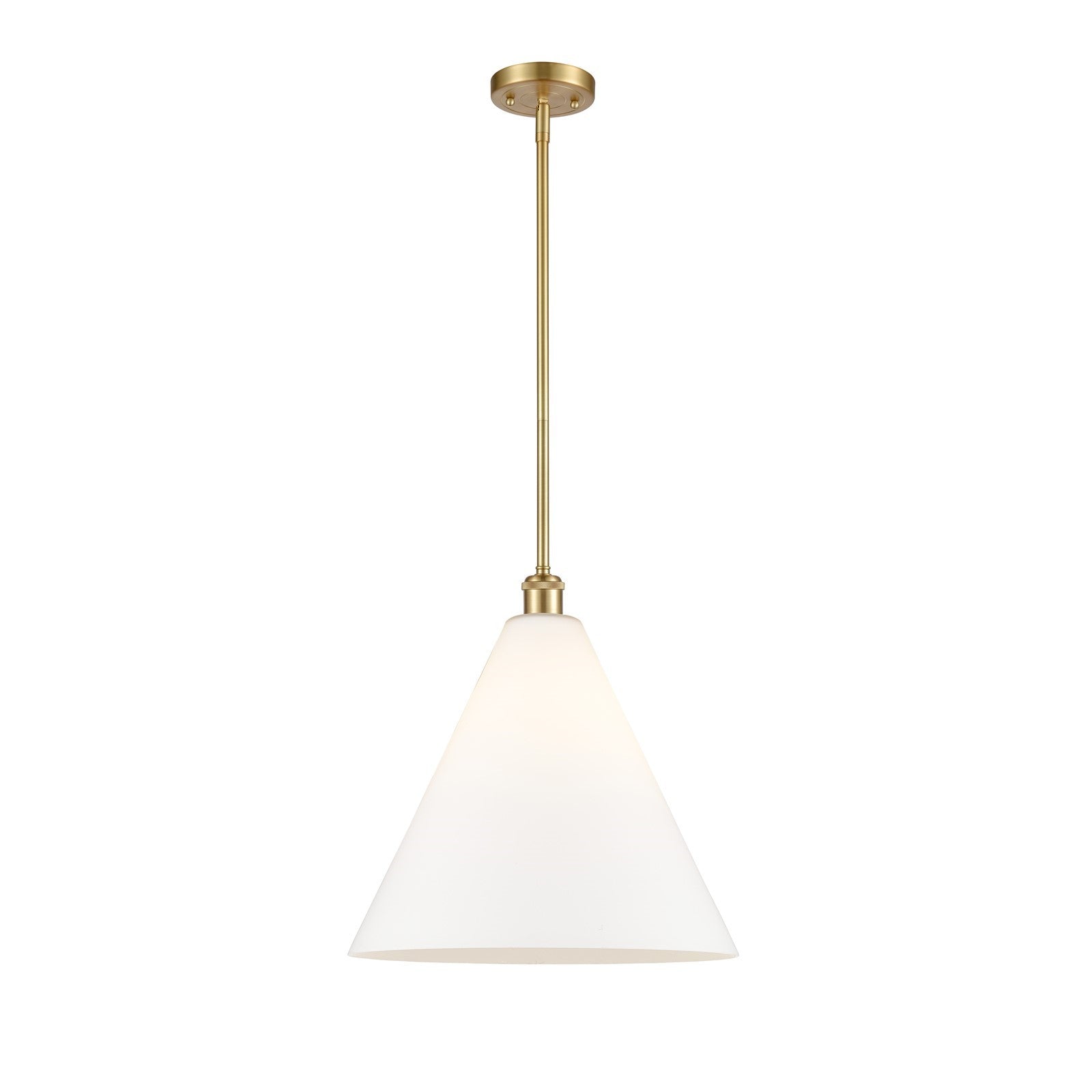 Innovations Berkshire 16in 1-Light Pendant | Industrial Satin Gold and Matte White Glass | Kitchen Island & Dining Room | Model 516-1S-SG-GBC-161-LED