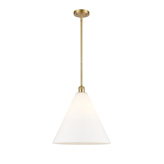 Innovations Berkshire 16in 1-Light Pendant | Industrial Satin Gold and Matte White Glass | Kitchen Island & Dining Room | Model 516-1S-SG-GBC-161-LED