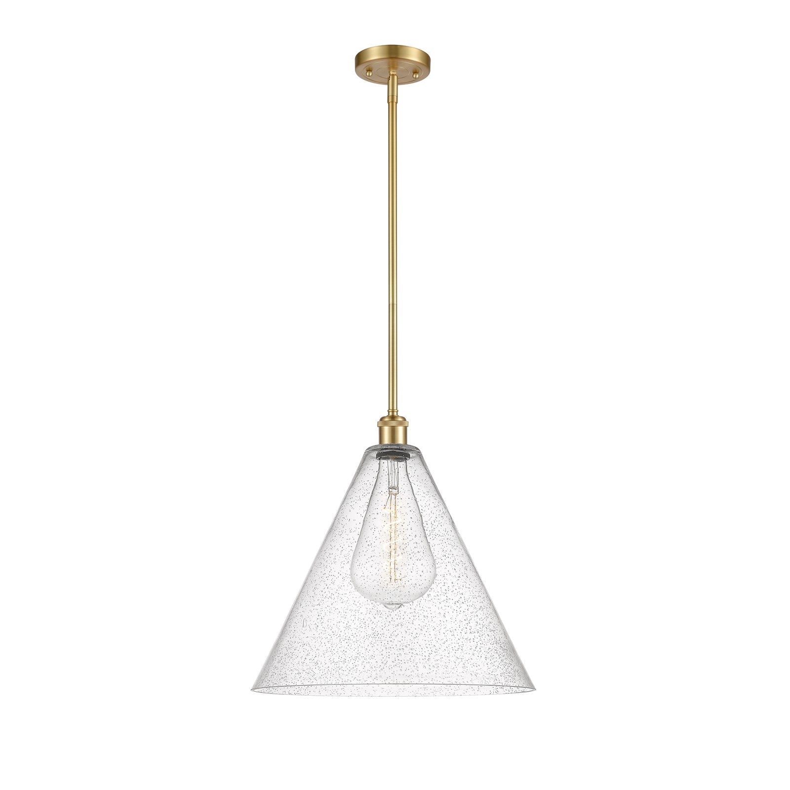 Innovations Berkshire 16in 1-Light Pendant | Industrial Satin Gold and Seedy Glass | Kitchen Island & Dining Room | Model 516-1S-SG-GBC-164-LED