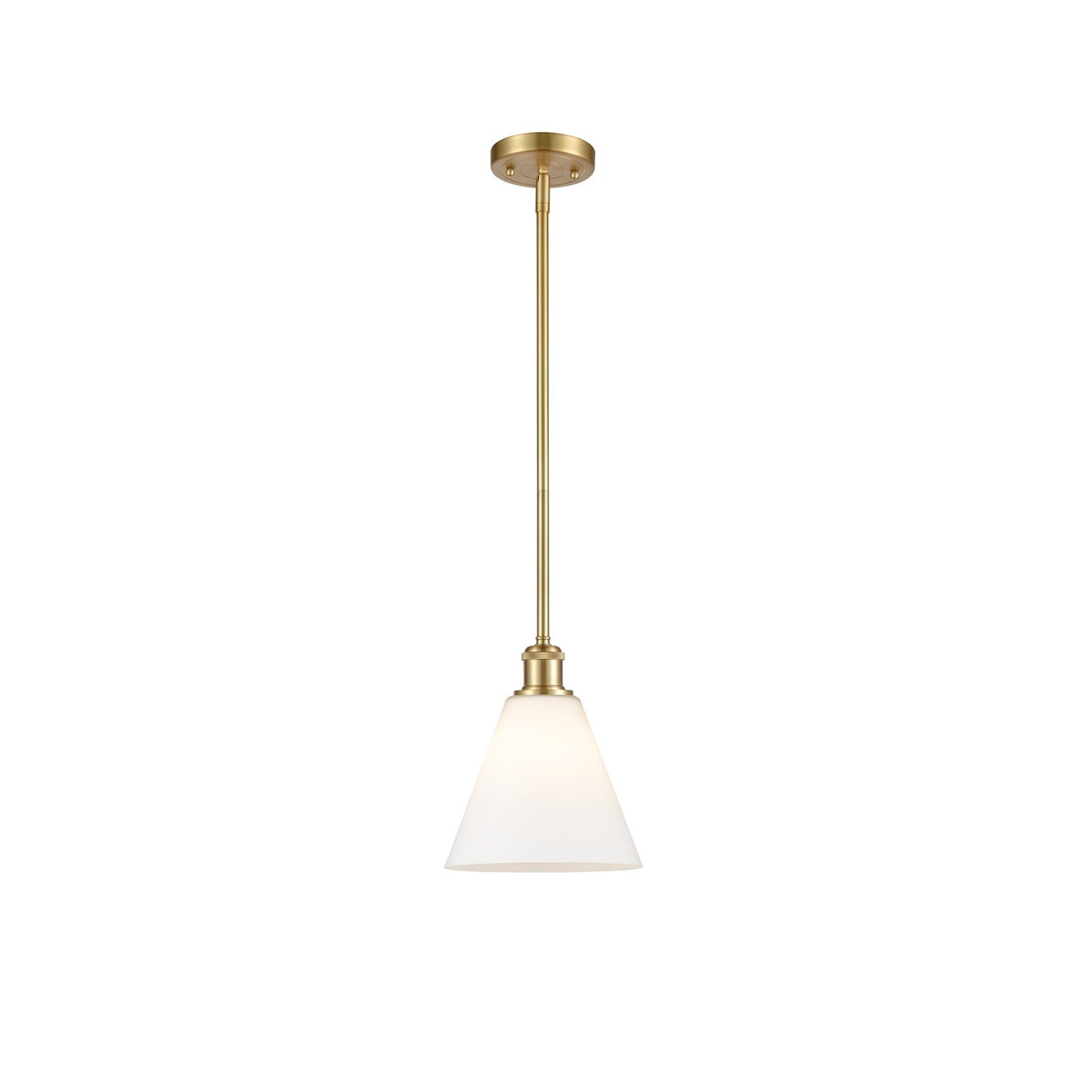 Innovations Berkshire 8in 1-Light Mini Pendant | Industrial Satin Gold and Matte White Glass | Kitchen Island & Dining Room | Model 516-1S-SG-GBC-81