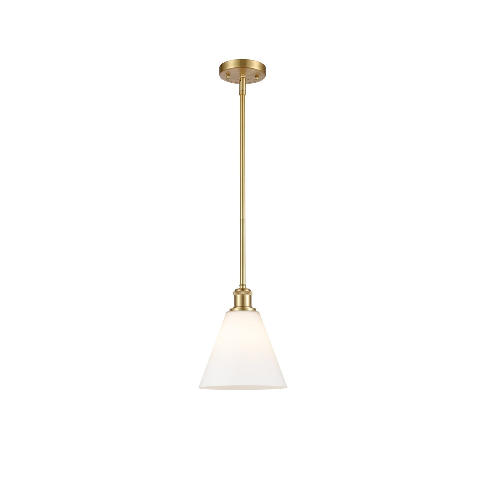Innovations Berkshire 8in 1-Light Mini Pendant | Industrial Satin Gold and Matte White Glass | Kitchen Island & Dining Room | Model 516-1S-SG-GBC-81
