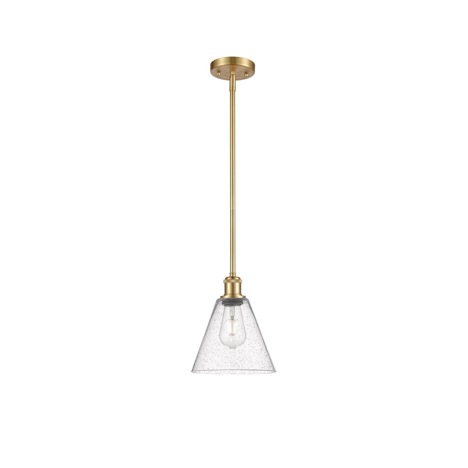 Innovations Berkshire 8in 1-Light Mini Pendant | Industrial Satin Gold and Seedy Glass | Kitchen Island & Dining Room | Model 516-1S-SG-GBC-84