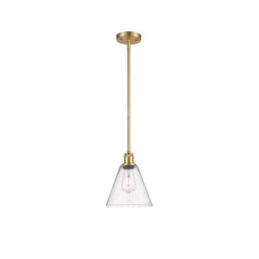 Innovations Berkshire 8in 1-Light Mini Pendant | Industrial Satin Gold and Seedy Glass | Kitchen Island & Dining Room | Model 516-1S-SG-GBC-84