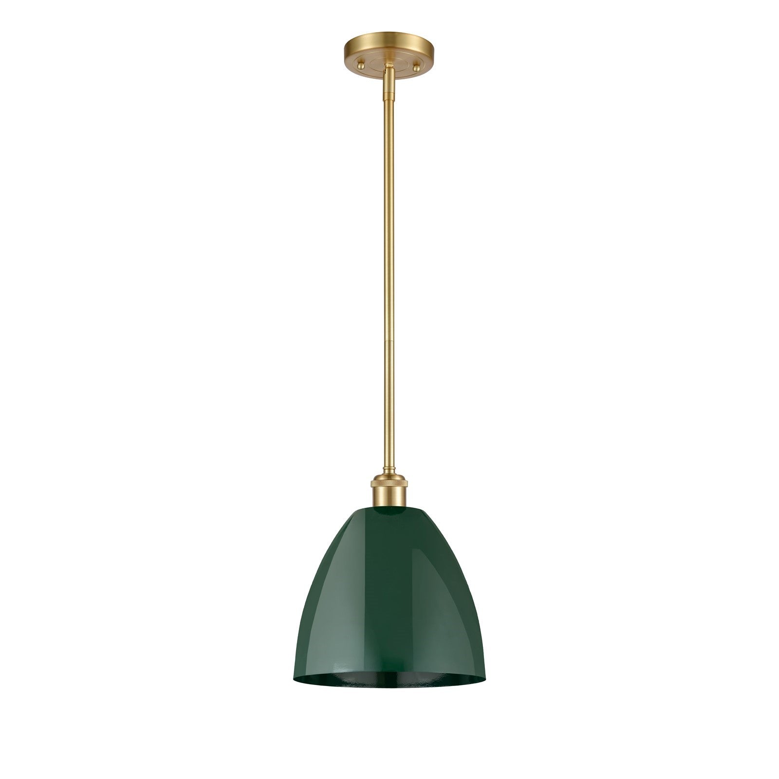 Innovations Plymouth 9in 1-Light LED Pendant | Industrial Satin Gold and Matte Green Metal | Kitchen Island & Dining | Model 516-1S-SG-MBD-9-GR-LED