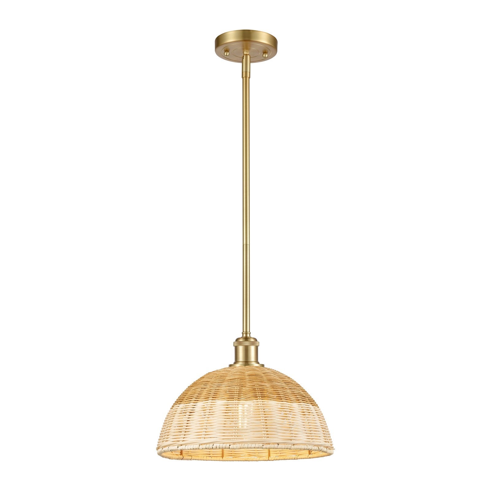 Innovations Bristol Natural II 12in 1-Light Mini Pendant | Industrial Satin Gold and Natural Fiber | Kitchen Island | Model 516-1S-SG-NBD2-12-NAT