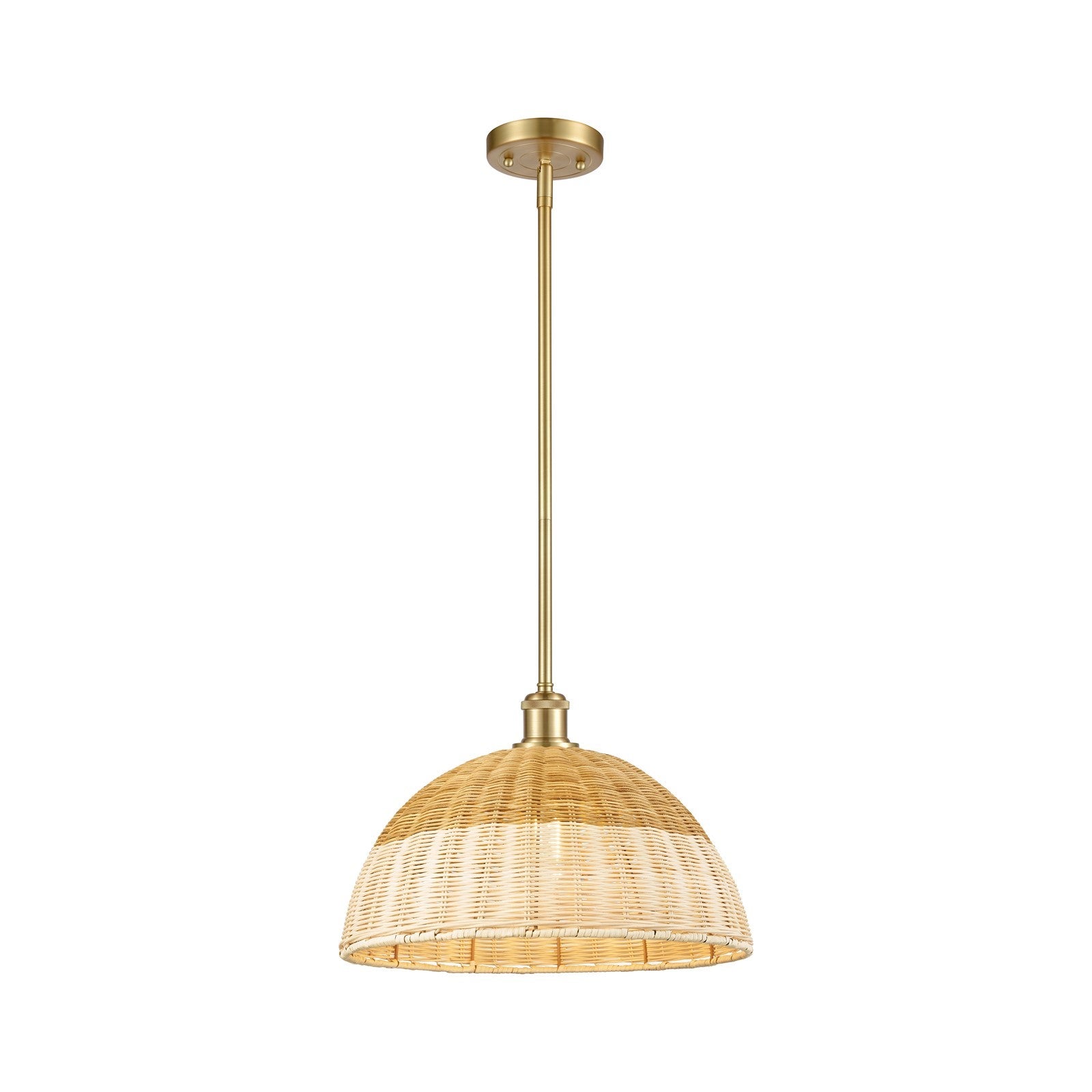 Innovations Bristol Natural II 16in 1-Light Mini Pendant | Industrial Satin Gold and Natural Fiber | Kitchen Island | Model 516-1S-SG-NBD2-16-NAT