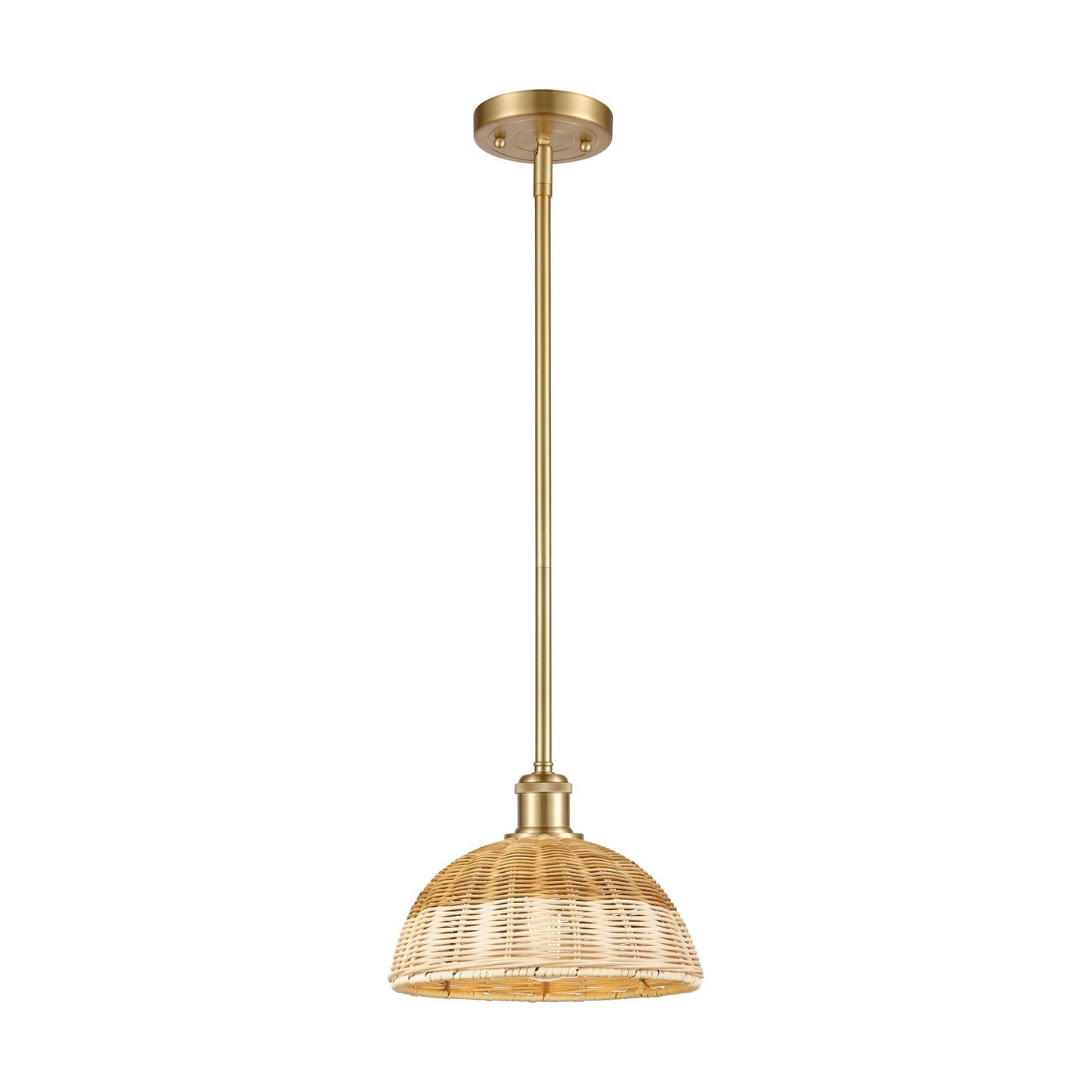 Innovations Bristol Natural II 9in 1-Light Mini Pendant | Industrial Satin Gold and Natural Fiber | Kitchen Island | Model 516-1S-SG-NBD2-9-NAT
