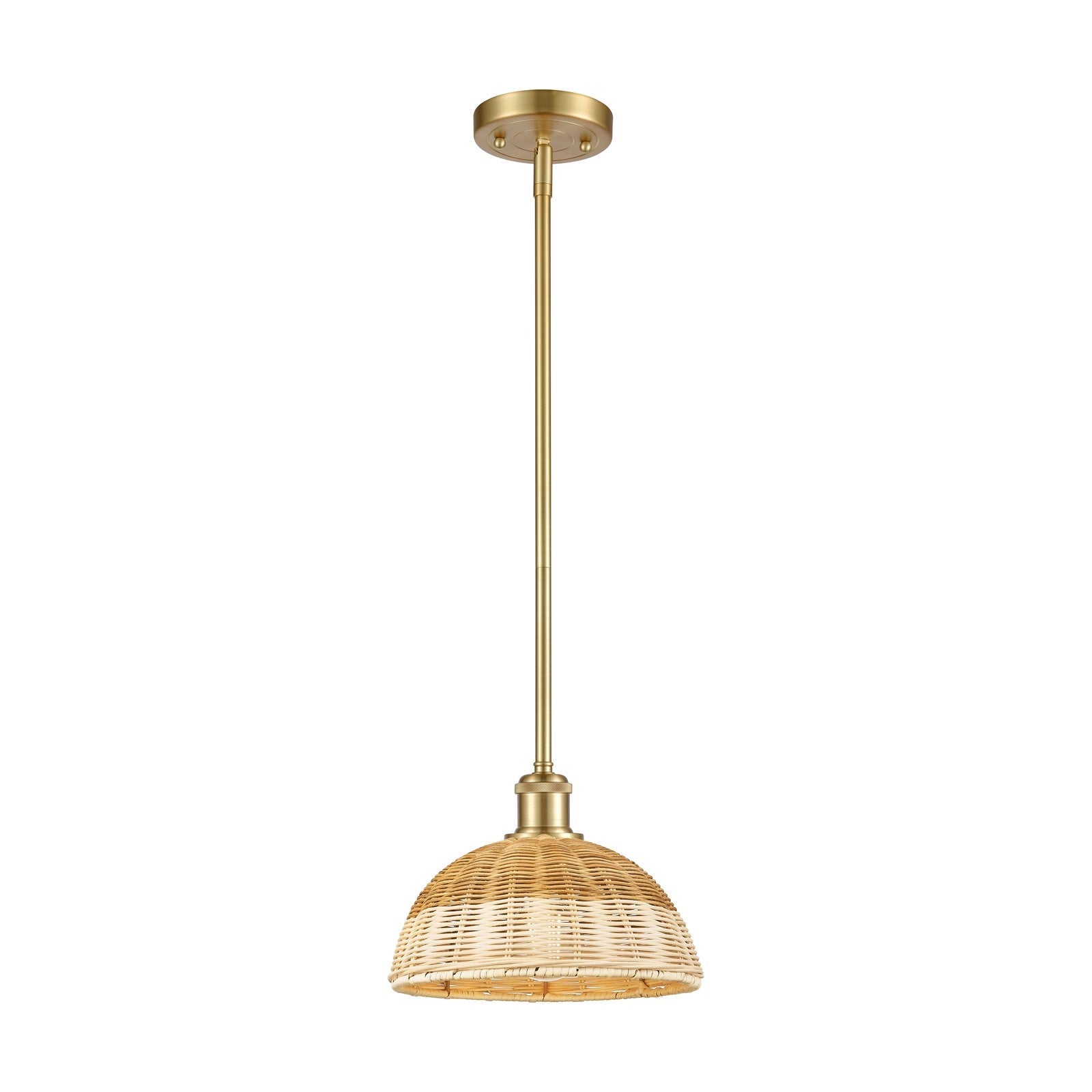 Innovations Bristol Natural II 9in 1-Light Mini Pendant | Industrial Satin Gold and Natural Fiber | Kitchen Island | Model 516-1S-SG-NBD2-9-NAT