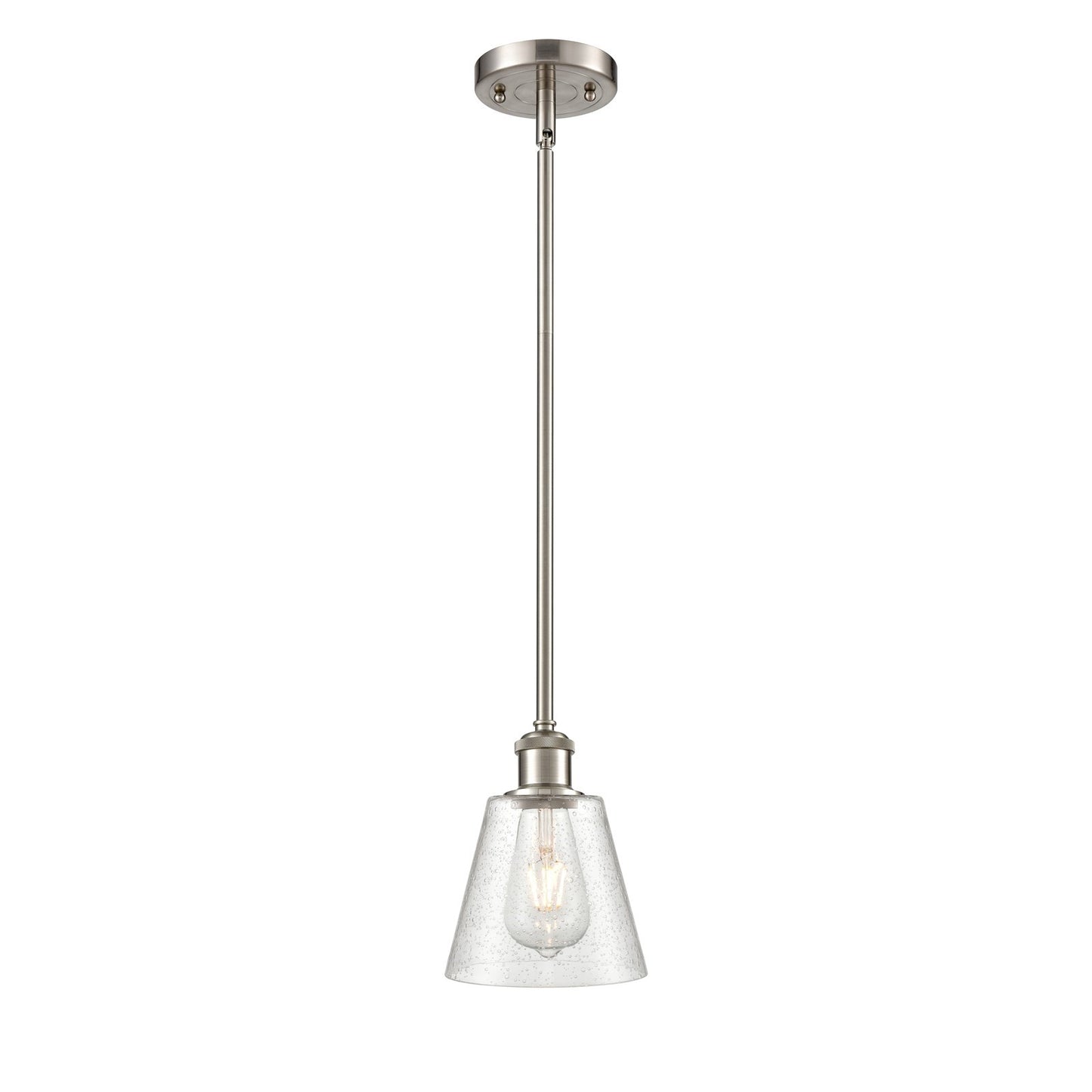 Innovations Caton 6in 1-Light Mini Pendant | Industrial Brushed Satin Nickel and Frosted Glass Pyramid | Kitchen Island | Model 516-1S-SN-G454