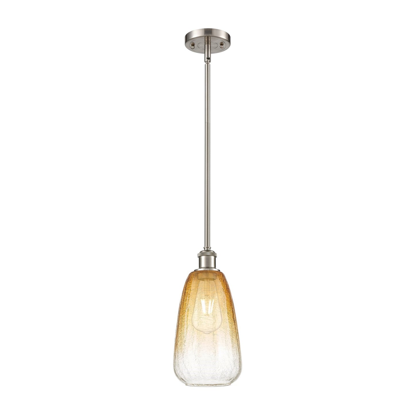 Innovations Brookhaven Almond 6in 1-Light Mini Pendant | Industrial Brushed Satin Nickel and Amber Glass Globe | Kitchen | Model 516-1S-SN-G480-6AM