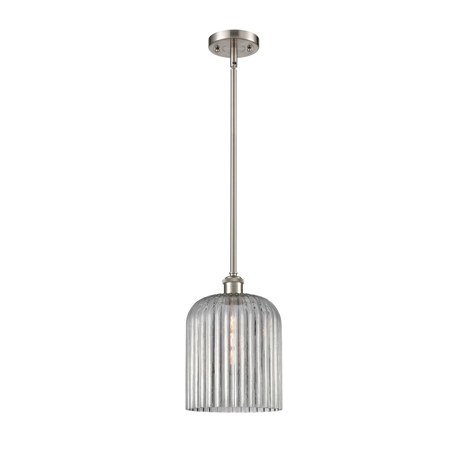 Innovations Bridal Veil 5in 1-Light Mini Pendant | Art Nouveau Brushed Satin Nickel and Light Smoke Glass | Kitchen Island | Model 516-1S-SN-G559-8SM