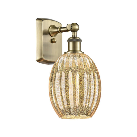 Innovations Preston Bulb 6in 1-Light Wall Sconce | Industrial Antique Brass and Mercury Glass | Bedroom & Hallway Accent | Model 516-1W-AB-G459-6ME