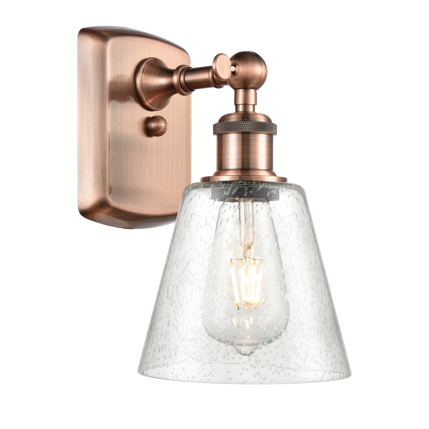Innovations Caton 6in 1-Light Wall Sconce | Art Nouveau Antique Copper and Frosted Glass Pyramid Shade | Hallway & Powder Room | Model 516-1W-AC-G454