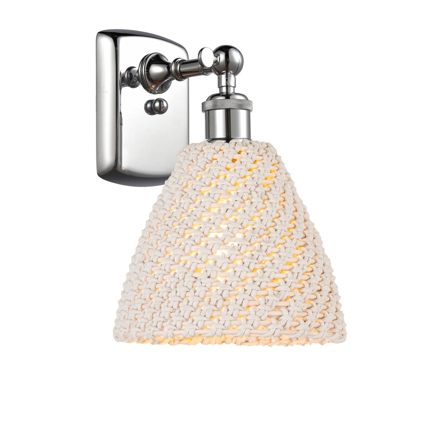 Innovations Bristol Natural 7.5in 1-Light Wall Sconce | Industrial Polished Chrome and Natural Fiber | Bedroom & Hallway | Model 516-1W-PC-NBD-75-NAT