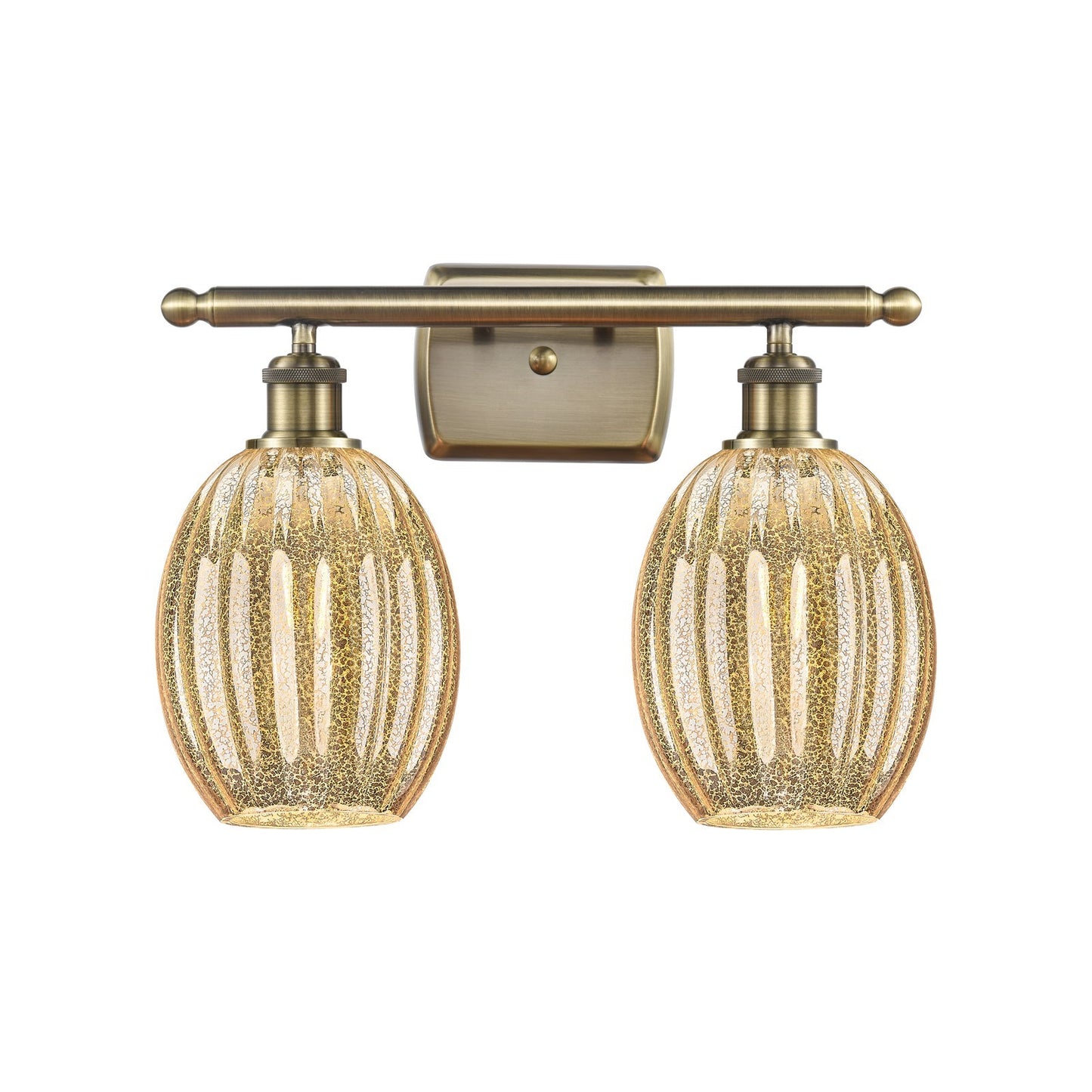 Innovations Preston Bulb 16in 2-Light Bath Vanity | Industrial Antique Brass and Mercury Glass | Bathroom & Powder Room | Model 516-2W-AB-G459-6ME