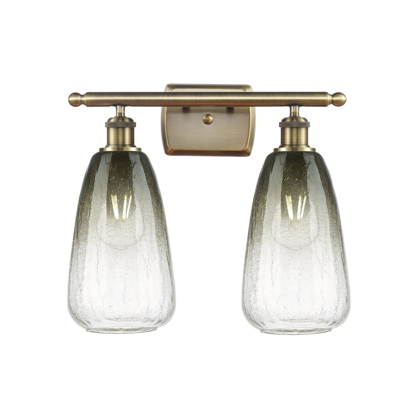 Innovations Brookhaven Almond 16in 2-Light Bath Vanity | Industrial Antique Brass and Slate Glass | Bathroom & Powder Room | Model 516-2W-AB-G480-6SL