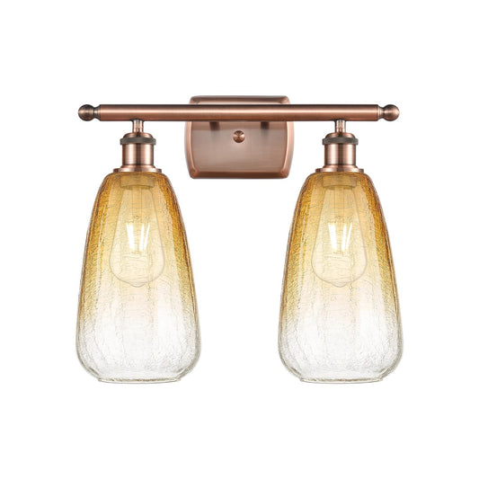Innovations Brookhaven Almond 16in 2-Light Bath Vanity | Industrial Antique Copper and Amber Glass | Bathroom & Powder | Model 516-2W-AC-G480-6AM