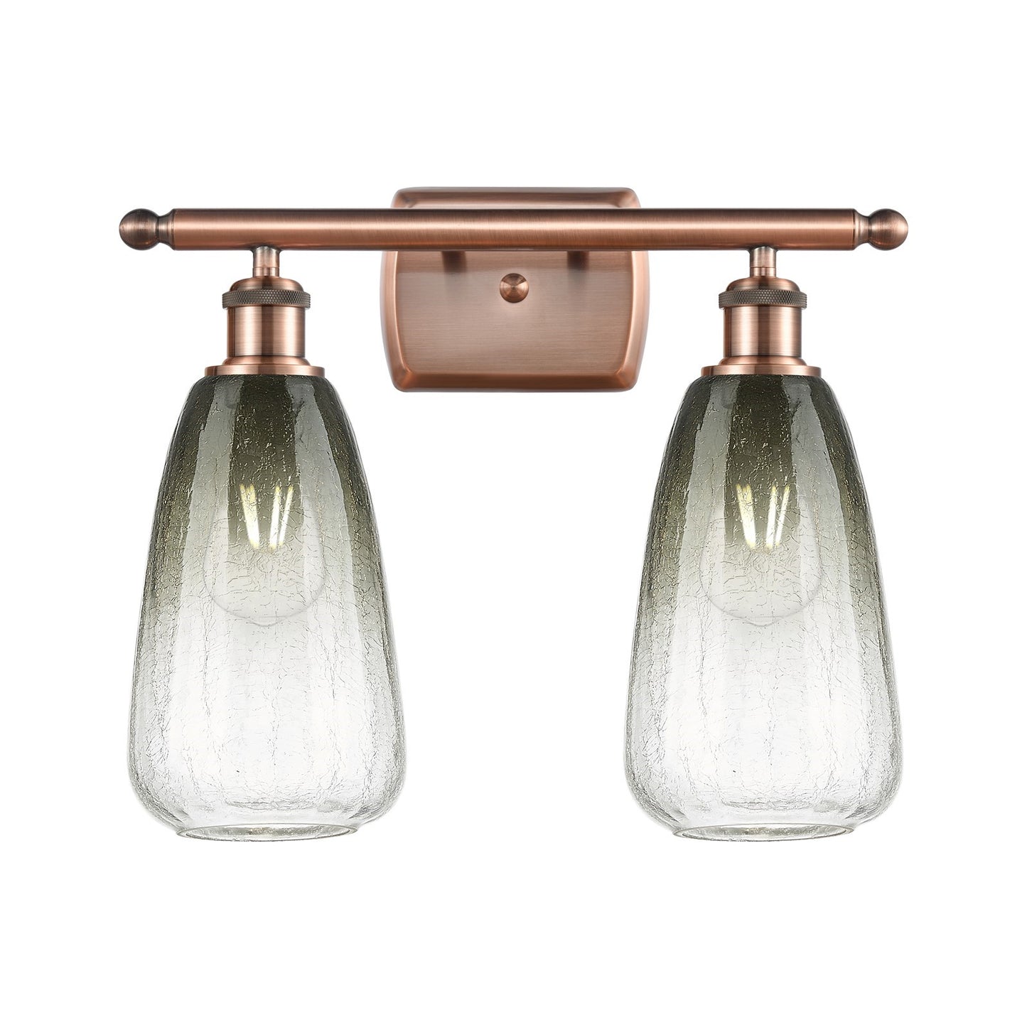 Innovations Brookhaven Almond 16in 2-Light Bath Vanity | Industrial Antique Copper and Slate Glass | Bathroom & Powder | Model 516-2W-AC-G480-6SL
