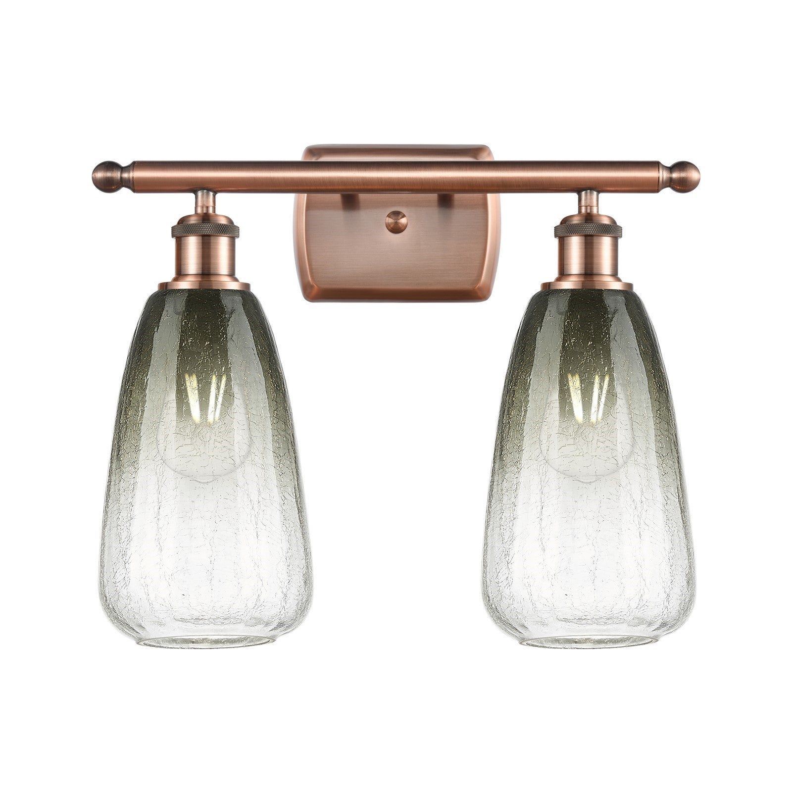 Innovations Brookhaven Almond 16in 2-Light Bath Vanity | Industrial Antique Copper and Slate Glass | Bathroom & Powder | Model 516-2W-AC-G480-6SL