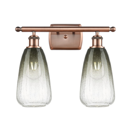 Innovations Brookhaven Almond 16in 2-Light Bath Vanity | Industrial Antique Copper and Slate Glass | Bathroom & Powder | Model 516-2W-AC-G480-6SL