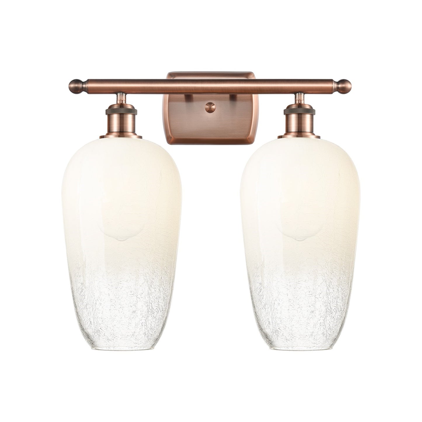 Innovations Brookhaven Flute 17in 2-Light Bath Vanity | Industrial Antique Copper and Opal Glass | Bathroom & Powder Room | Model 516-2W-AC-G484-7OP