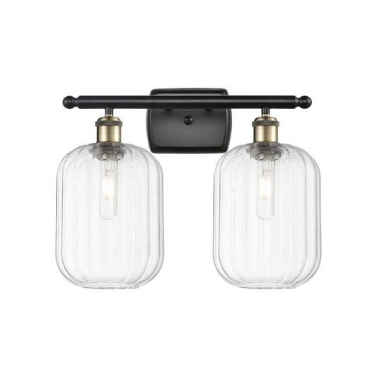 Innovations Preston Cylinder 16in 2-Light Bath Vanity Light | Industrial Black Antique Brass and Clear Glass | Bathroom | Model 516-2W-BAB-G460-7CL