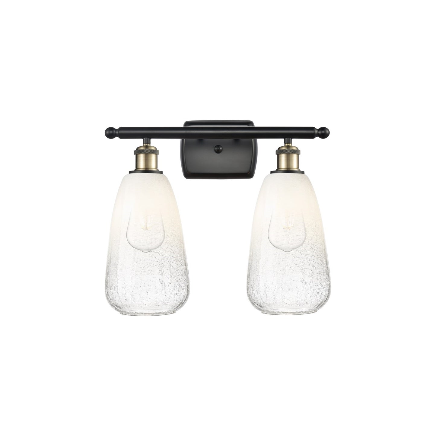 Innovations Brookhaven Almond 16in 2-Light Bath Vanity Light | Industrial Black Antique Brass and Opal Glass | Bathroom | Model 516-2W-BAB-G480-6OP