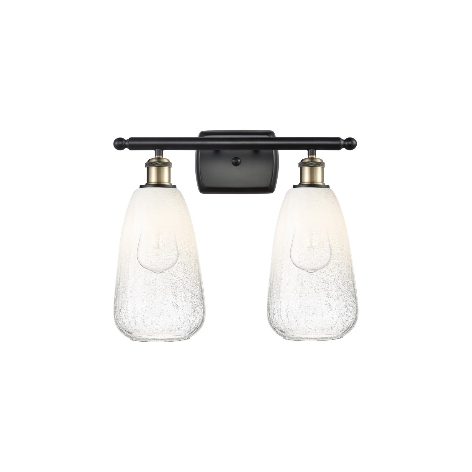Innovations Brookhaven Almond 16in 2-Light Bath Vanity Light | Industrial Black Antique Brass and Opal Glass | Bathroom | Model 516-2W-BAB-G480-6OP