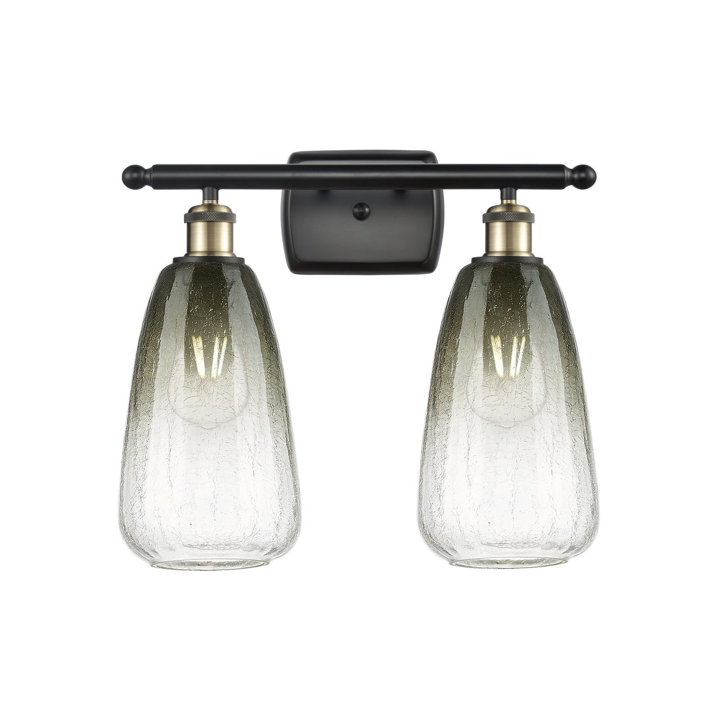 Innovations Brookhaven Almond 16in 2-Light Bath Vanity Light | Industrial Black Antique Brass and Slate Glass | Bathroom | Model 516-2W-BAB-G480-6SL