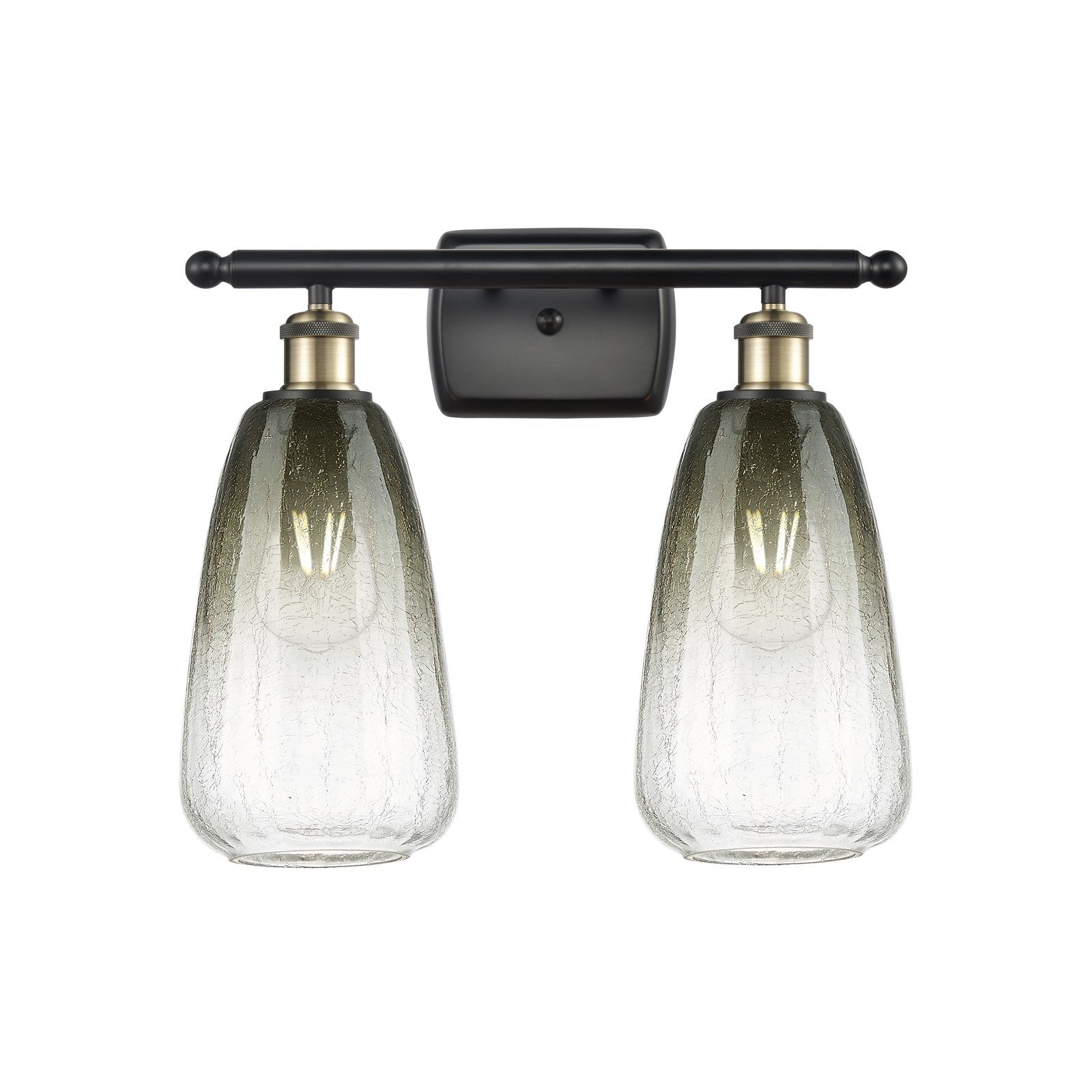 Innovations Brookhaven Almond 16in 2-Light Bath Vanity Light | Industrial Black Antique Brass and Slate Glass | Bathroom | Model 516-2W-BAB-G480-6SL