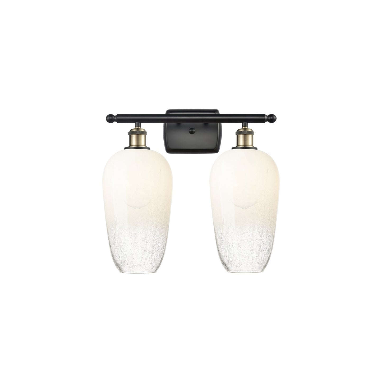 Innovations Brookhaven Flute 17in 2-Light Bath Vanity | Industrial Black Antique Brass and Opal Glass | Bathroom & Powder | Model 516-2W-BAB-G484-7OP