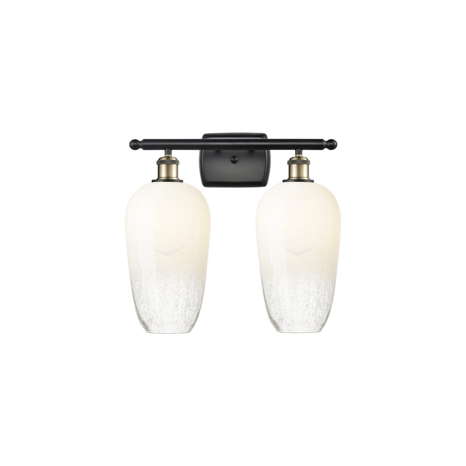 Innovations Brookhaven Flute 17in 2-Light Bath Vanity | Industrial Black Antique Brass and Opal Glass | Bathroom & Powder | Model 516-2W-BAB-G484-7OP