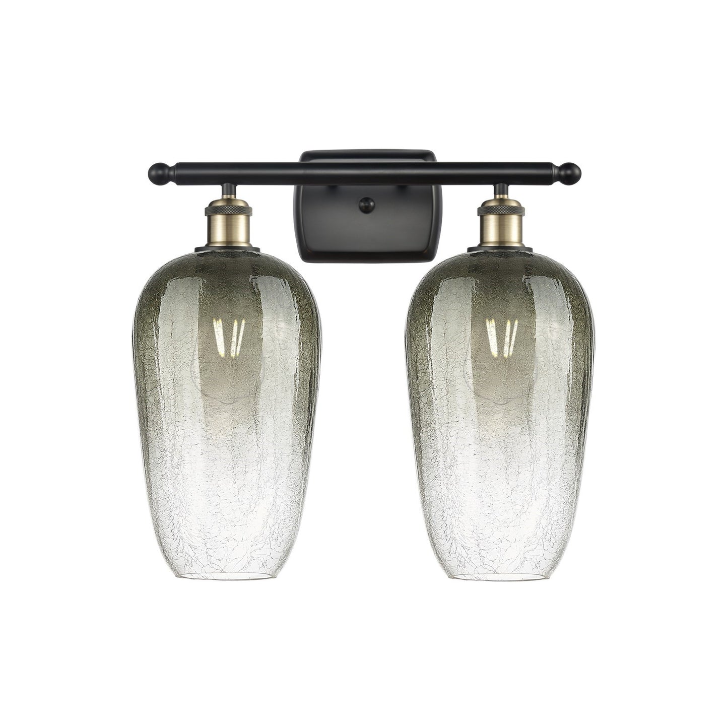 Innovations Brookhaven Flute 17in 2-Light Bath Vanity | Industrial Black Antique Brass and Slate Glass | Bathroom | Model 516-2W-BAB-G484-7SL