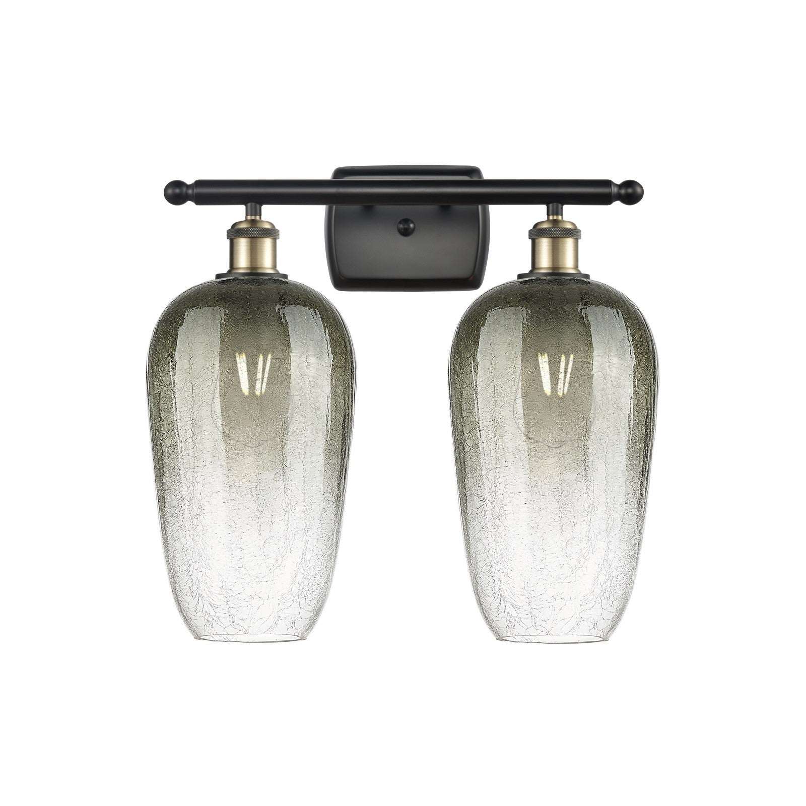 Innovations Brookhaven Flute 17in 2-Light Bath Vanity | Industrial Black Antique Brass and Slate Glass | Bathroom | Model 516-2W-BAB-G484-7SL