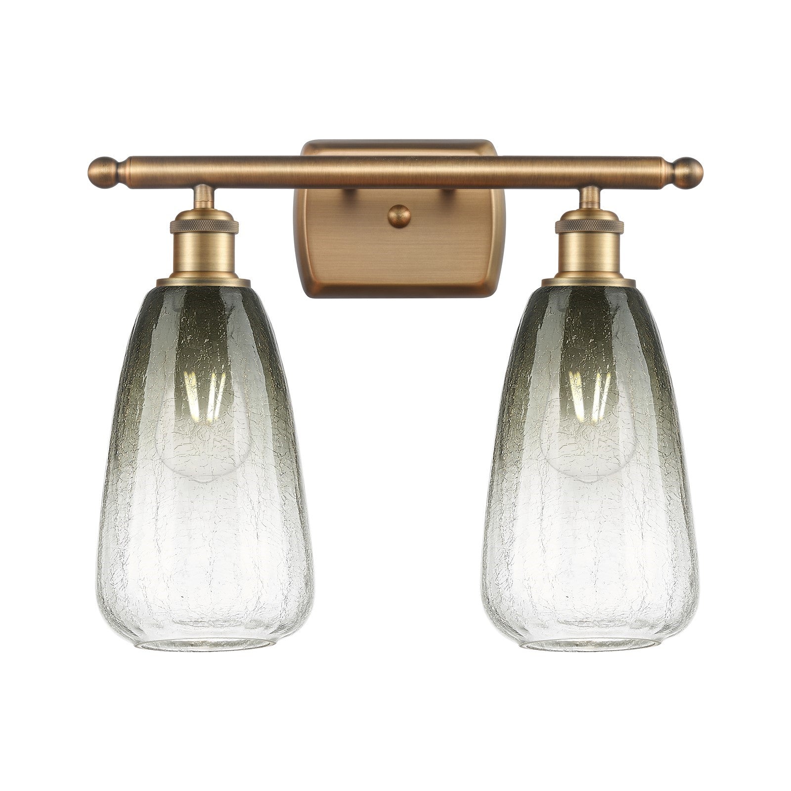 Innovations Brookhaven Almond 16in 2-Light Bath Vanity Light | Industrial Brushed Brass and Slate Glass | Bathroom Vanity | Model 516-2W-BB-G480-6SL