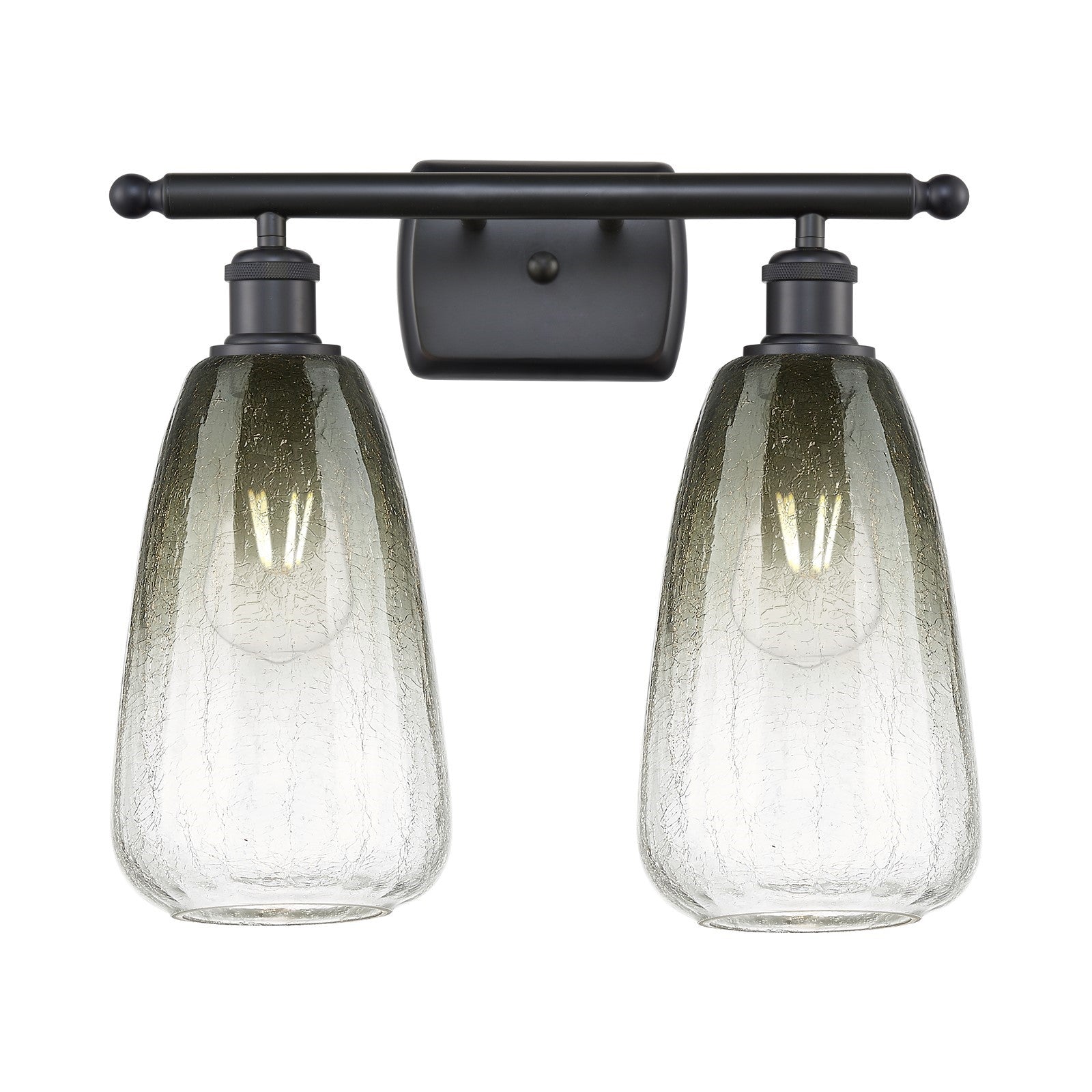 Innovations Brookhaven Almond 16in 2-Light Bath Vanity | Industrial Matte Black and Slate Glass | Bathroom Vanity Light | Model 516-2W-BK-G480-6SL
