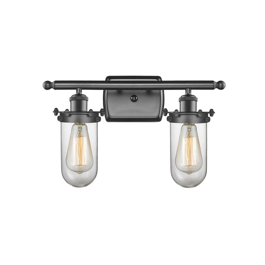 Innovations Kingsbury 14in 2-Light Bath Vanity | Industrial Oil Rubbed Bronze and Clear Glass | Bathroom Vanity Light | Model 516-2W-OB-CE231-CL