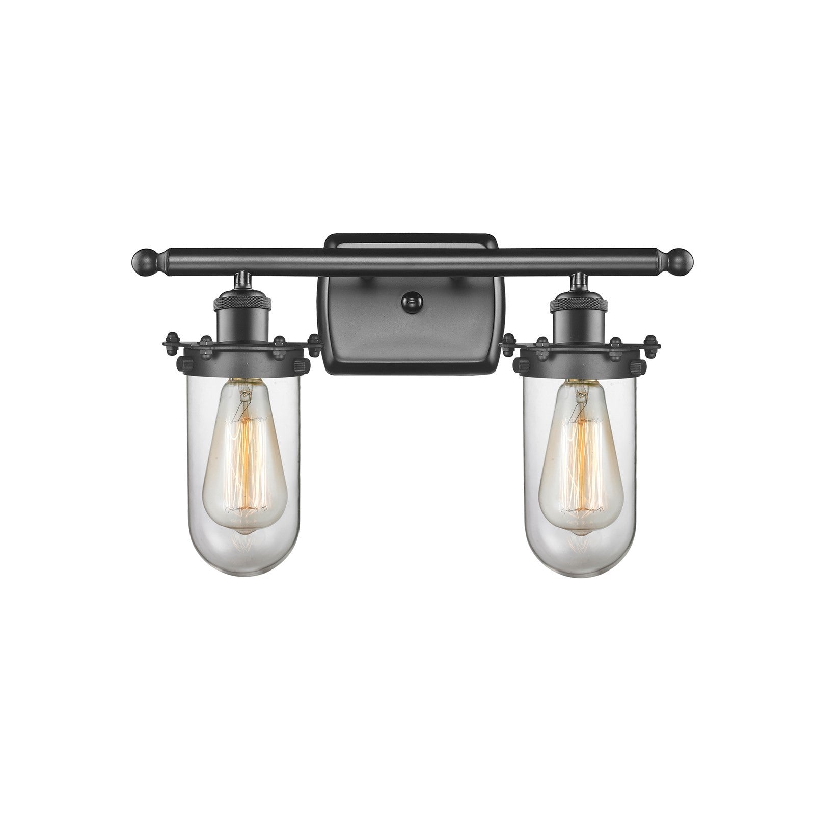 Innovations Kingsbury LED 14in 2-Light Bath Vanity | Industrial Oil Rubbed Bronze and Clear Glass | Bathroom Vanity | Model 516-2W-OB-CE231-CL-LED
